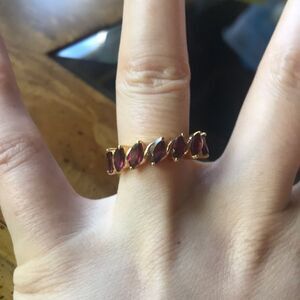 Natural Rhodolite Garnet Sterling Silver Yellow Gold Vermeil Ring Size 6